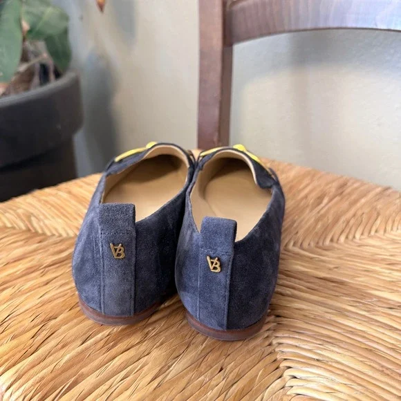 Veronica Beard Suede Horsebit Loafers Navy Blue Pointed Toe Womens 8M - Picture 3 of 5